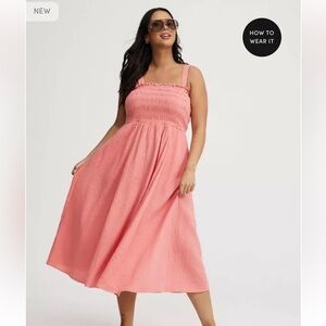 Torrid coral midi dress plus size 1x NWT